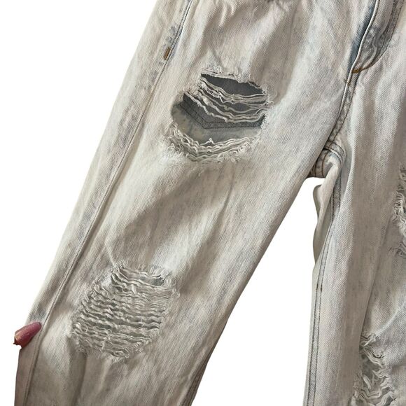 rag&bone 25 Boyfriend Jeans Acid Wash Rebel Bleach Distressed Holes White - Picture 9 of 12